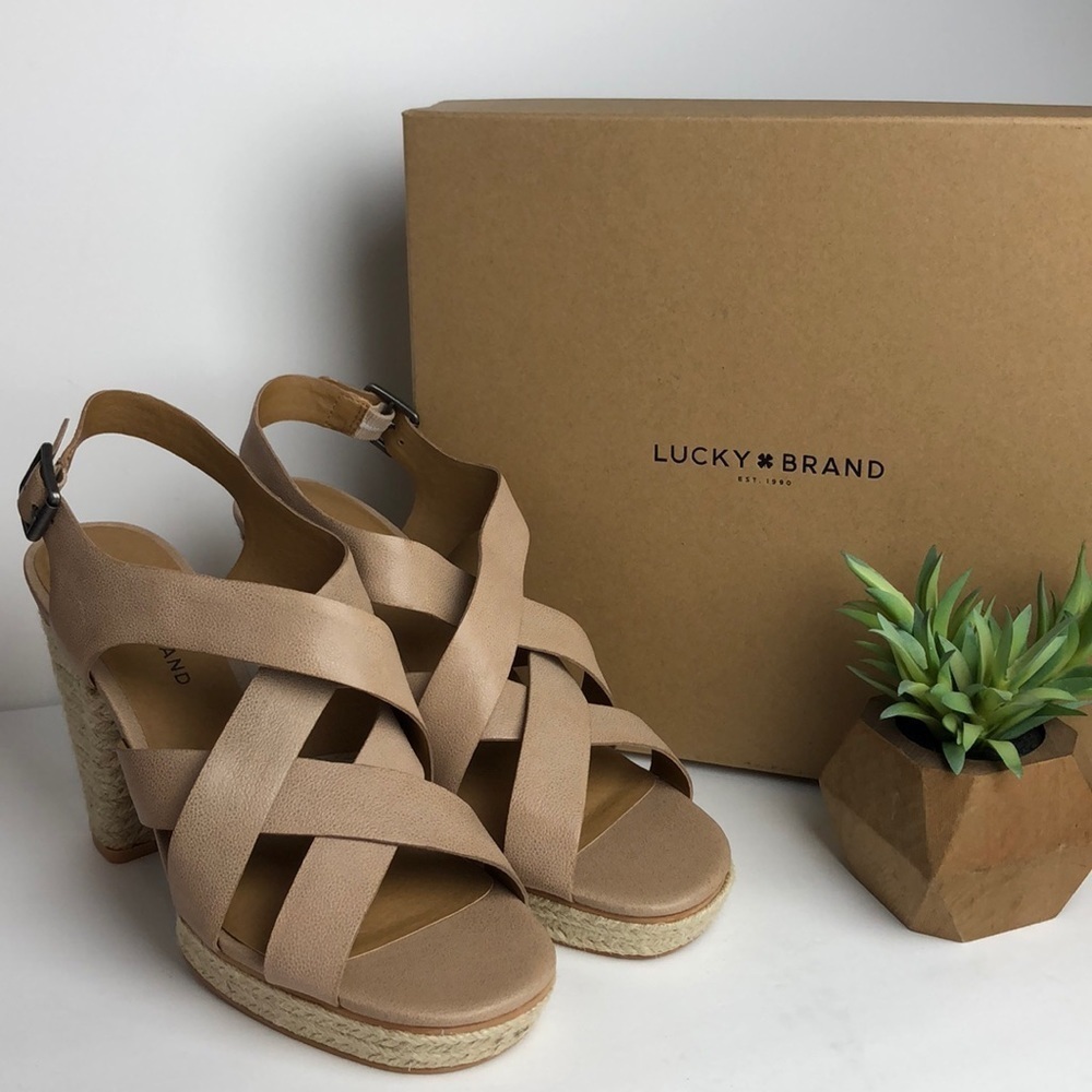 NEW Lucky Brand Cabino Espadrille Sandals Heels 10